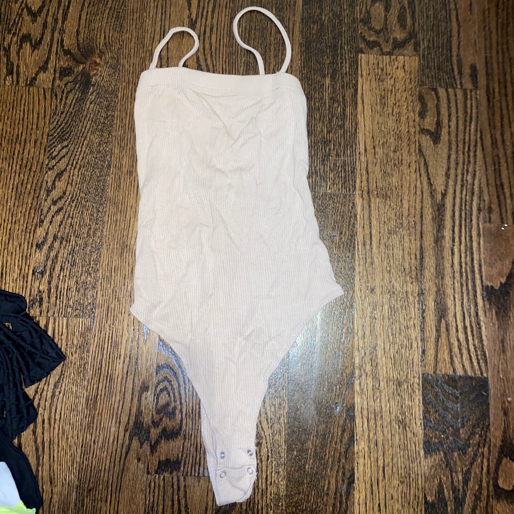 Nude open back bodysuit